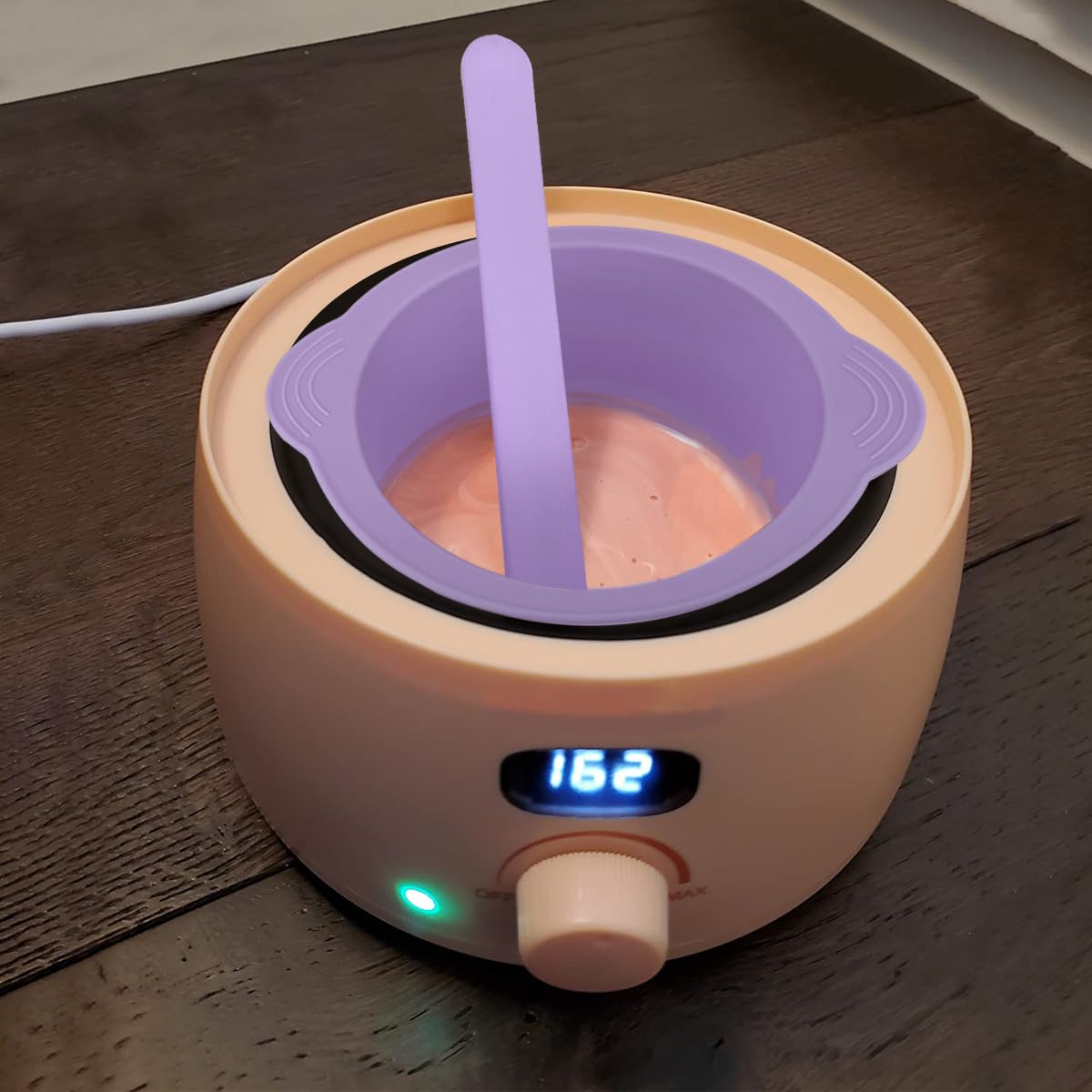 KVZVK non stick silicone wax pot liner with matching purple spatula stick applicator
