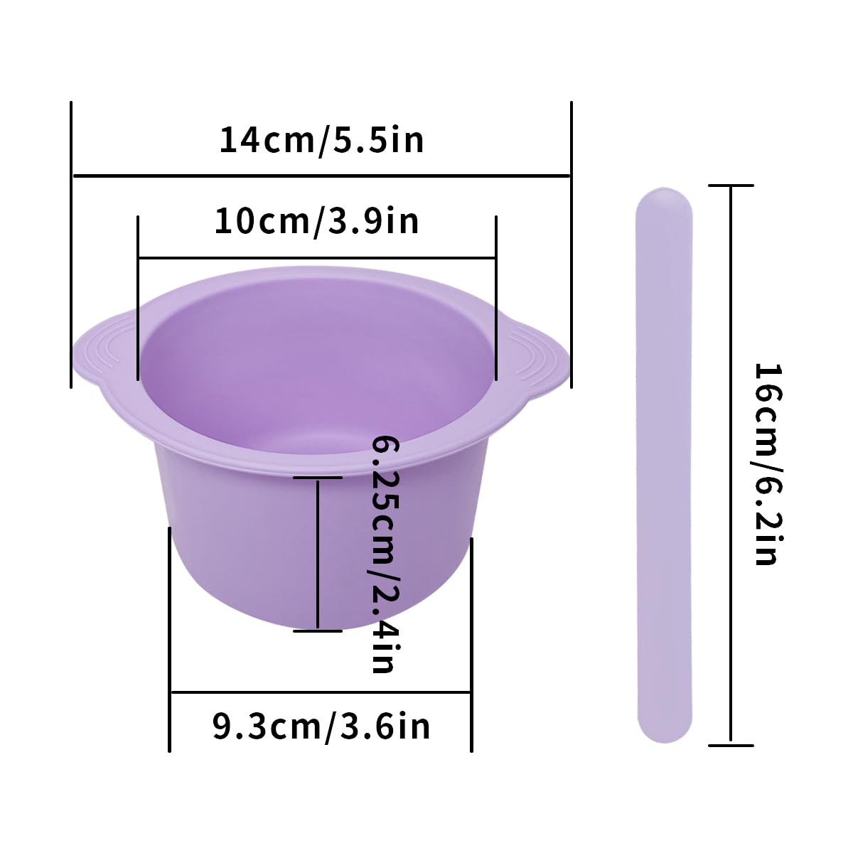 KVZVK professional quality purple silicone waxing accessories set showing scale lines inside bowl