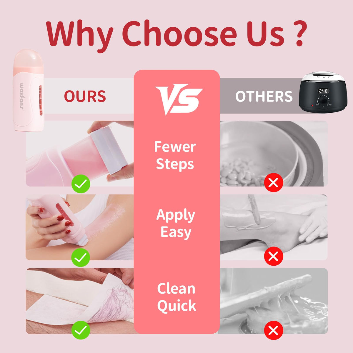 Non woven wax strips pack included in the personal hair removal system