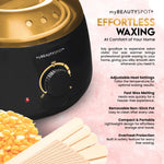 Complete My Beauty Spot waxing system contents showing warmer beads and sticks