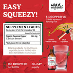 Alcohol free vegan liquid capsaicin drops dropper application close up view
