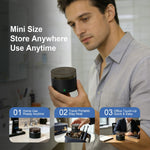 Unimiko compact personal care set being packed into a travel bag demonstrating portable design