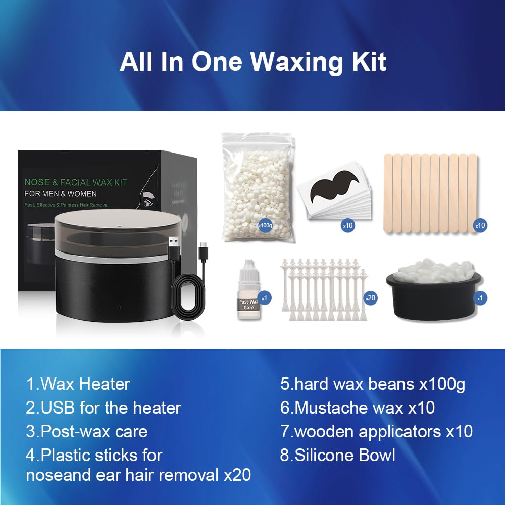 Unimiko multi purpose facial wax kit application step guide for nose ears and eyebrow detailing