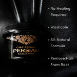 Close up of the imported Persian sugar wax jar highlighting the natural formulation details