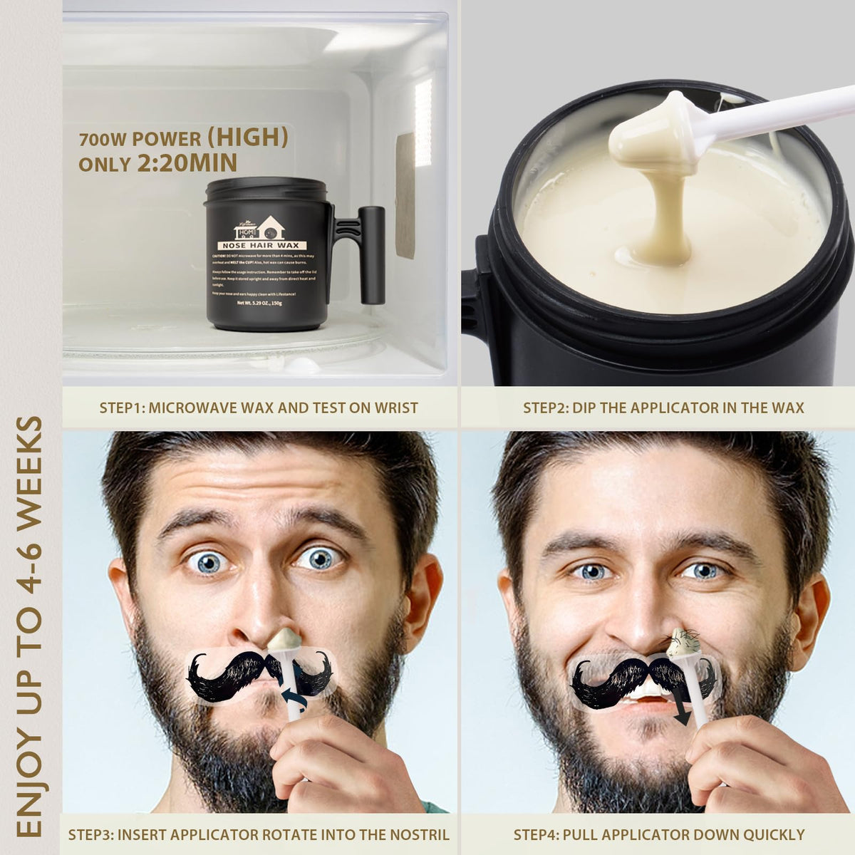 Premium hard wax beads with natural beeswax ingredients for painless grooming