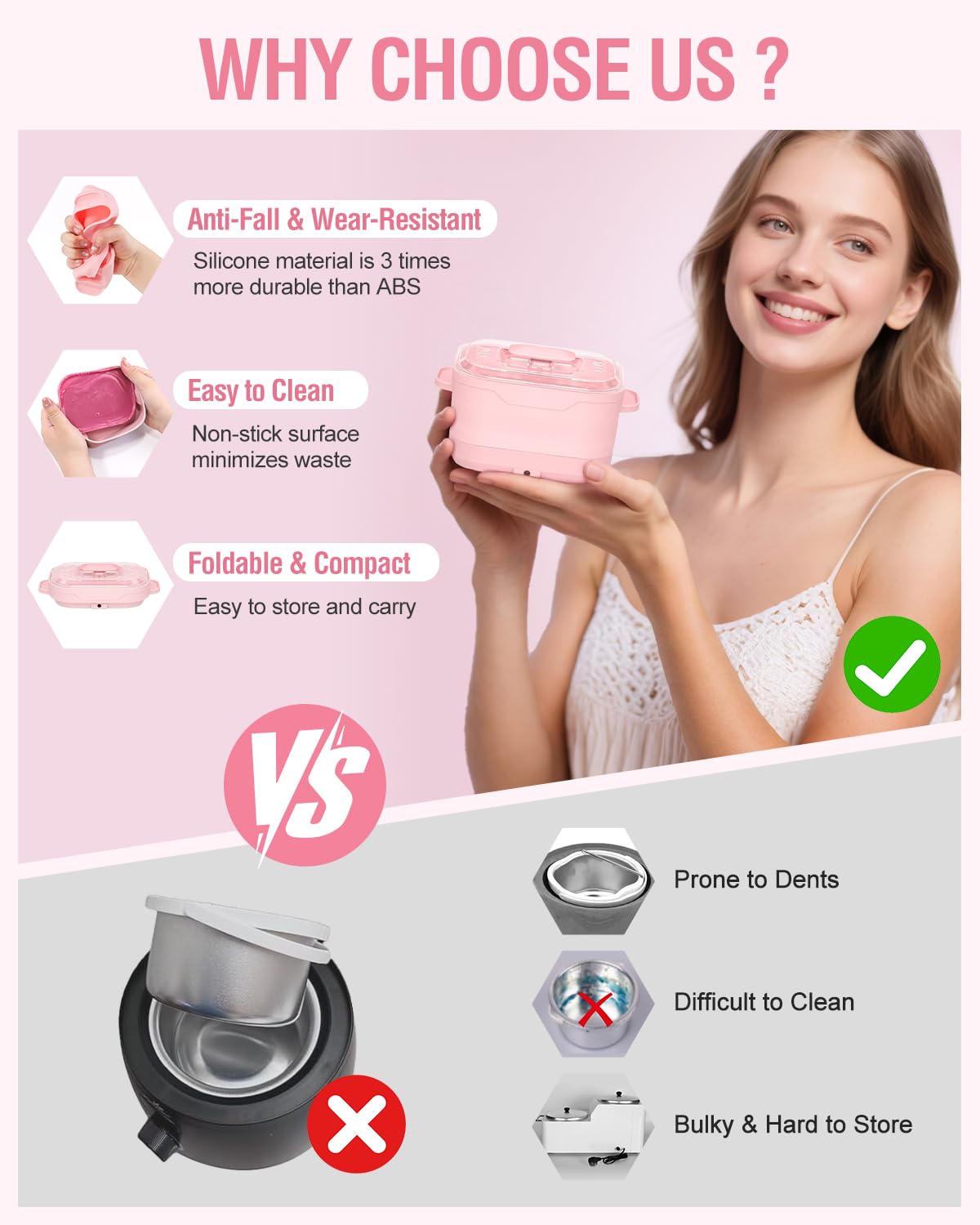 Beloving electric waxing heater machine collapsed flat demonstrating its compact travel friendly portable design.