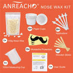 ANREACHO hard wax beads in clear premium pouch next to specialized safe-tip plastic applicators