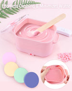 Beloving foldable wax warmer shown next to facial waxing accessories highlighting its suitability for eyebrow shaping.