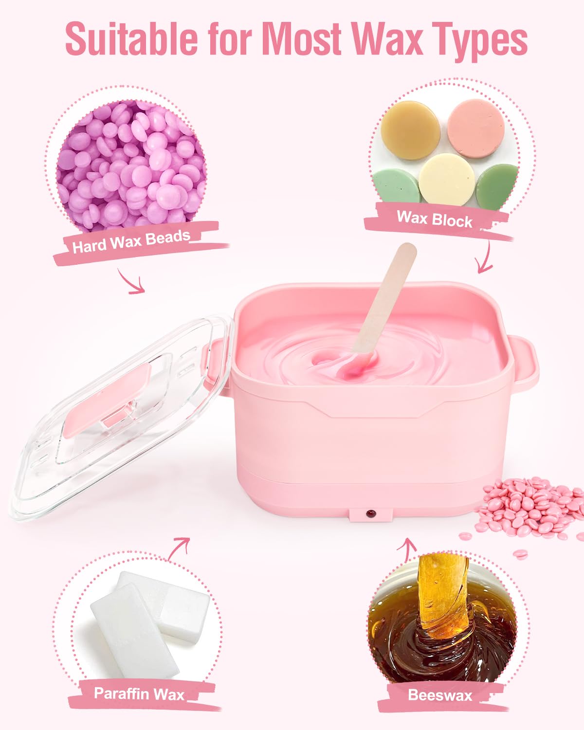 Side view of the 18.6 Ounce capacity Beloving silicone wax pot fully expanded for full body hair removal.