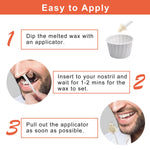 Diagram illustrating how to use the safe-tip applicator inside the nostril edge for hair removal