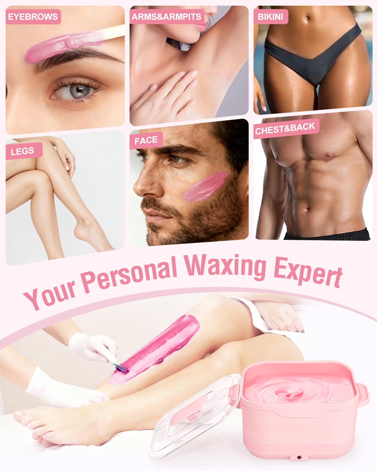 The complete Beloving electric waxing kit including the foldable warmer base and heat resistant cover.