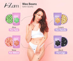 AZAM wax warmer with four packs of colorful hard wax beads and silicone bowl
