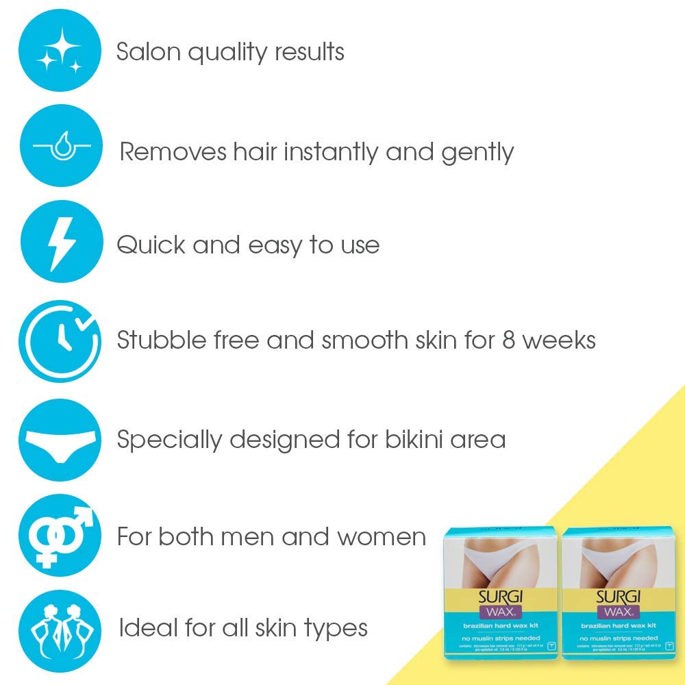 Surgi Care strip free brazilian wax packaging showing maple honey ingredients