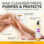 Dermwax Post-Wax Calendula Oil 16 ounce fluid container showcasing golden soothing liquid