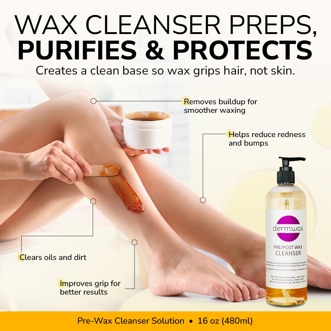 Dermwax Post-Wax Calendula Oil 16 ounce fluid container showcasing golden soothing liquid