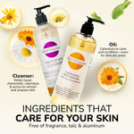 Dermwax aftercare oil texture application showing smooth skin absorption qualities