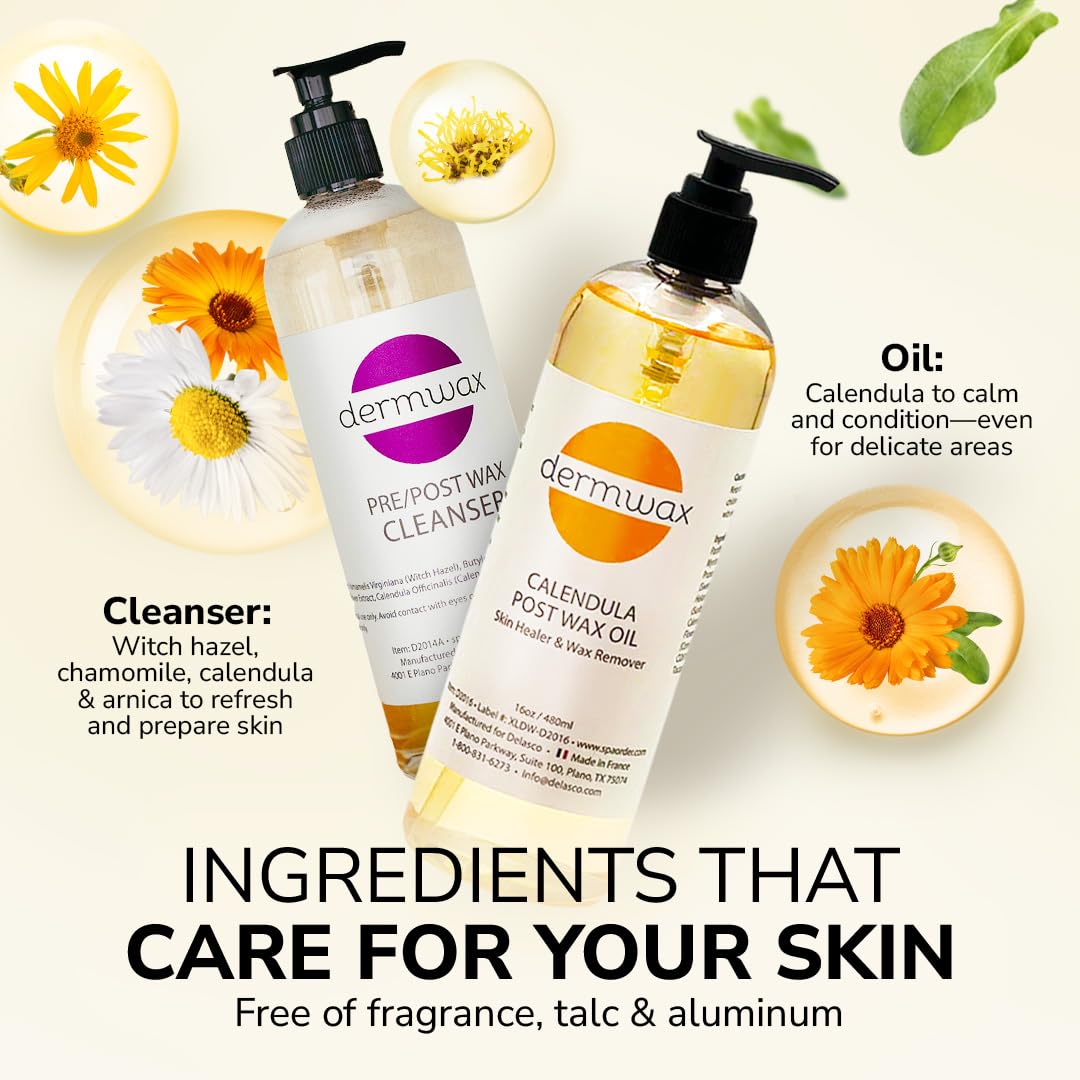 Dermwax aftercare oil texture application showing smooth skin absorption qualities
