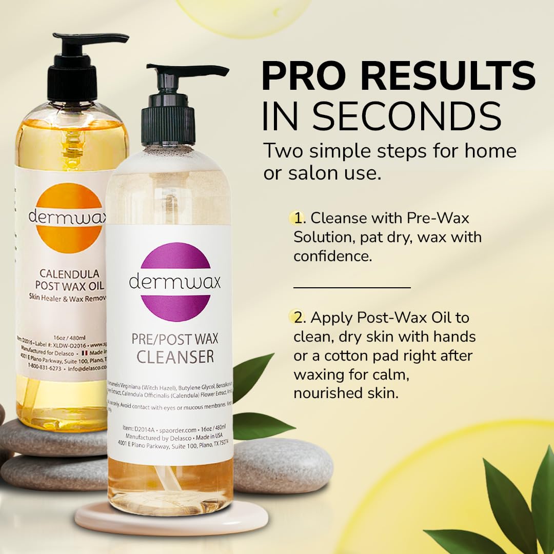 Dermwax pre-wax skin purifying solution being applied to a cotton pad