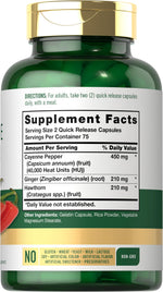 Carlyle Cayenne Pepper capsules bottle displaying supplement facts panel ingredients
