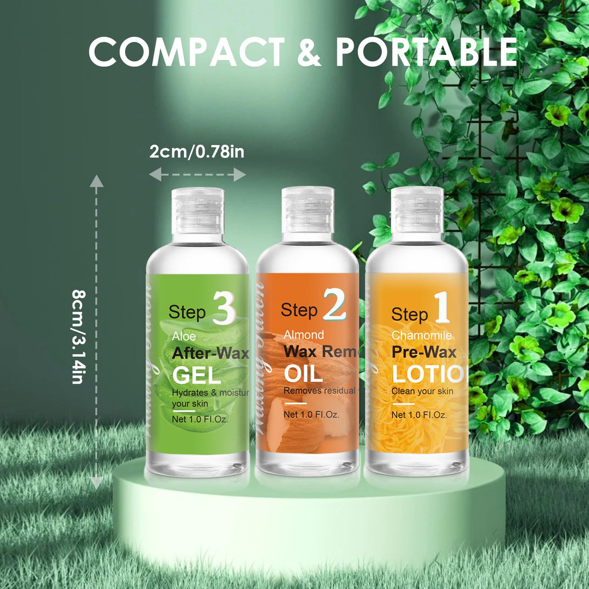 VUEYAA three step professional waxing care routine set displayed on a clean background