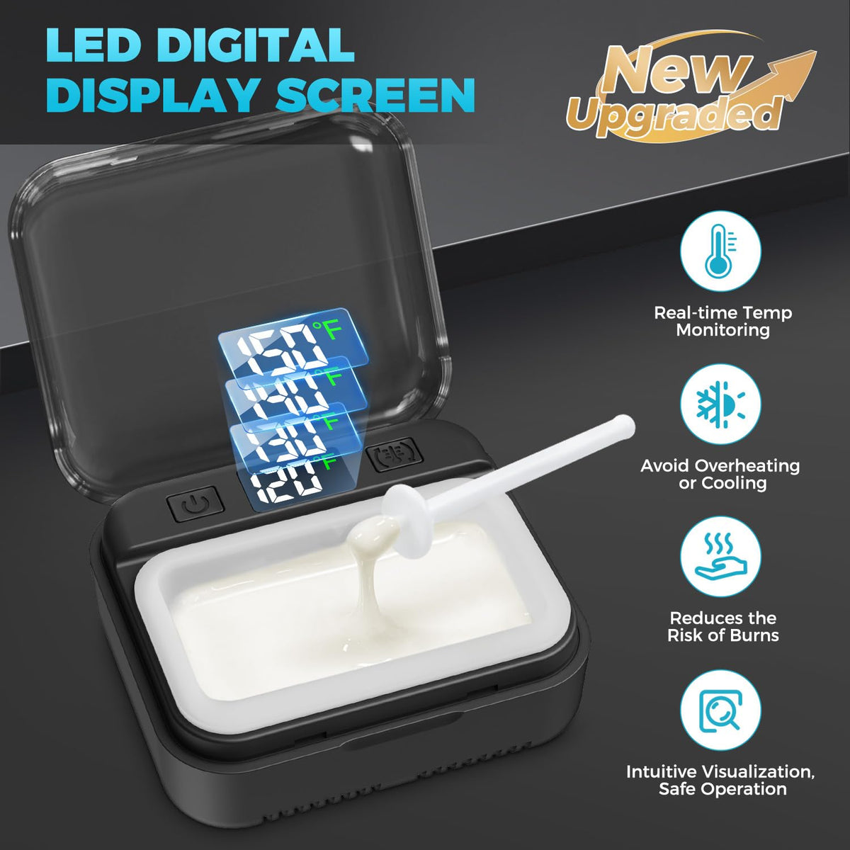 FullWoyi portable wax machine setup with Type-C USB cable and flexible silicone wax pots