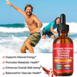 Vortexonix liquid drops for metabolism and circulation support close up.