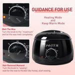 Upgraded azulene hard wax beads melting smoothly inside the Oakeer warming pot.