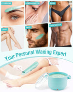 Beloving silicone waxing machine setup alongside smooth wooden spatulas for application on face and legs.