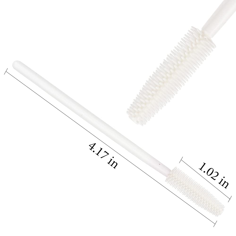 Close up of Myaokue-Up white silicone lash brush head