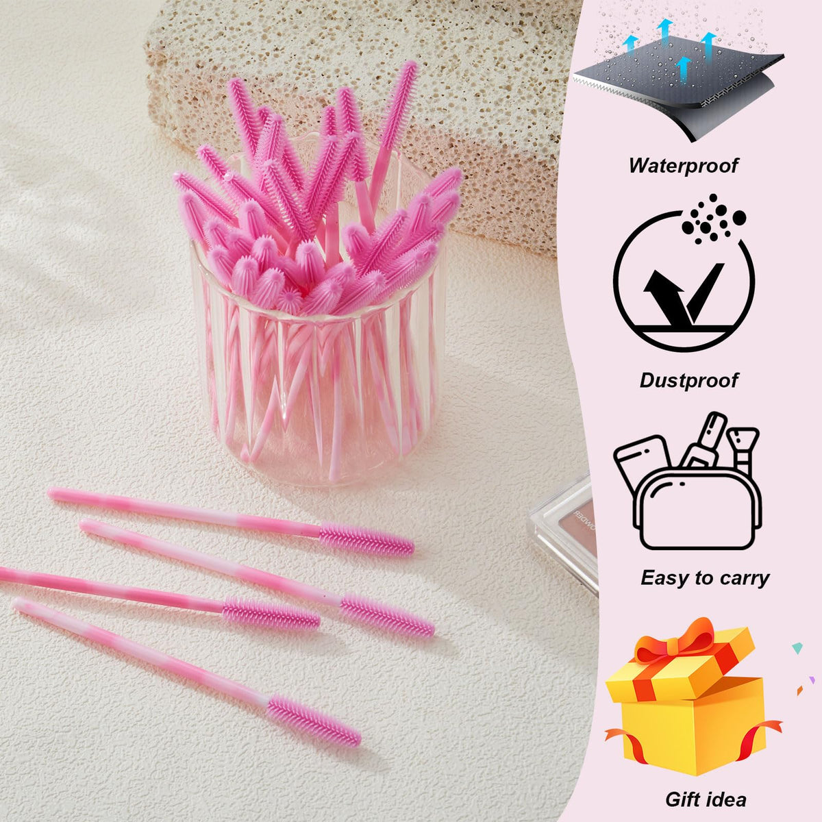 Flexible silicone brush head for lash extensions