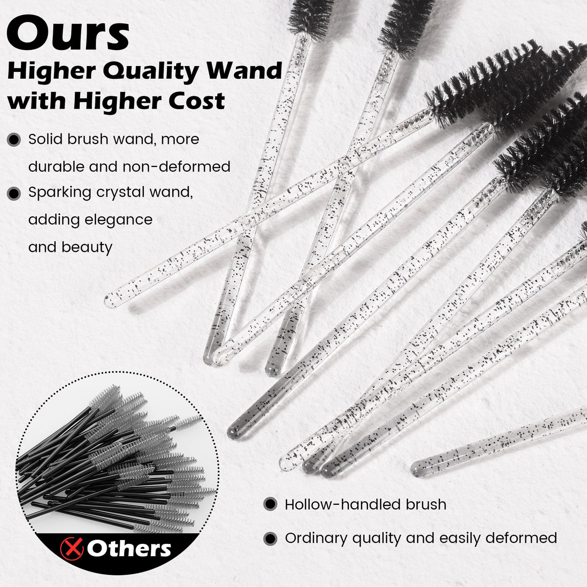 Bulk pack of 300 mascara wands with storage pouch