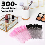 Professional makeup artist using disposable eyelash spoolies
