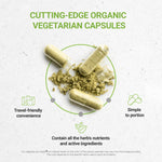 Secrets of the Tribe German Chamomile dietary supplement showing organic ingredient labels.