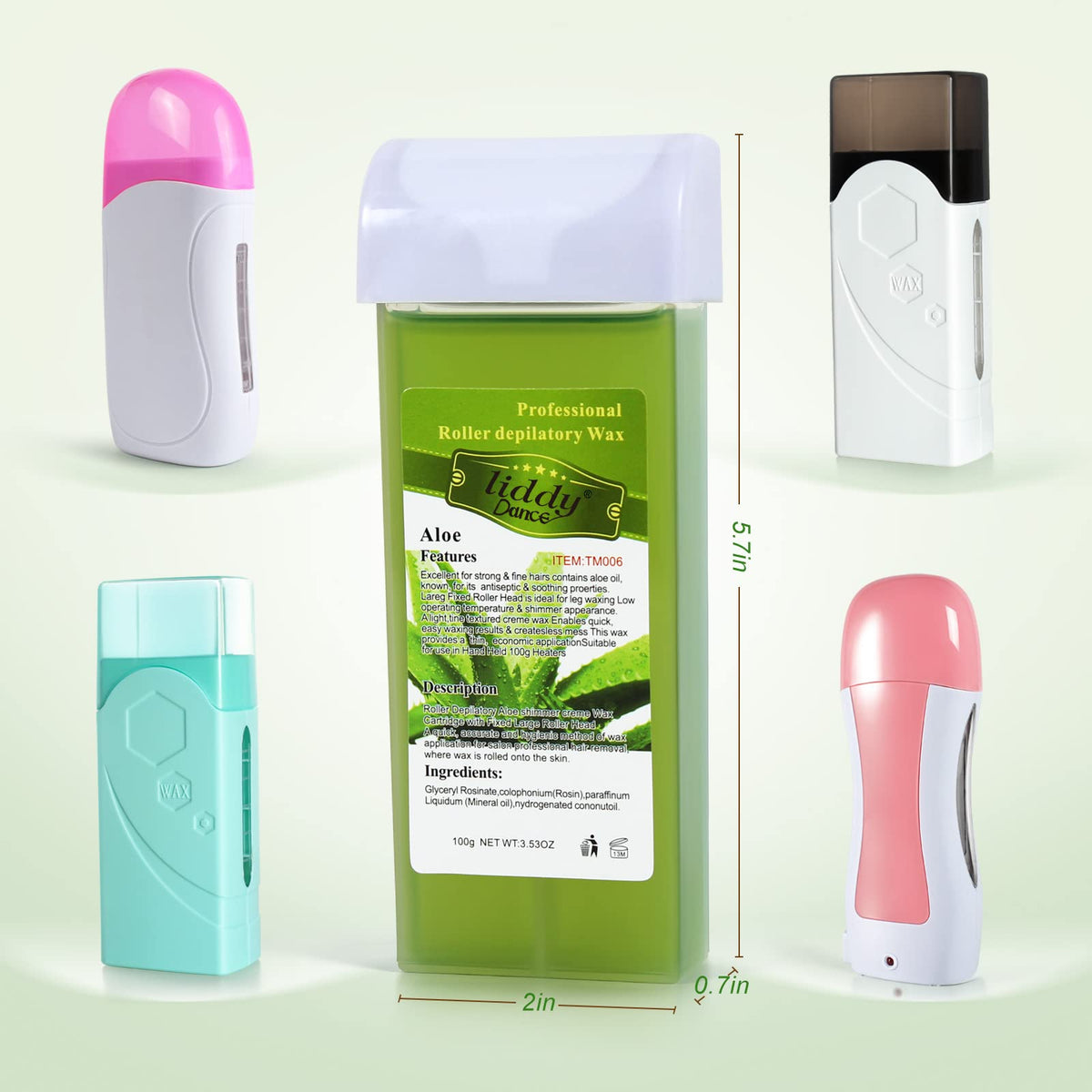 Liddy Dance Aloe Depilatory Rolling Wax packaging demonstrating mess-free home hair removal