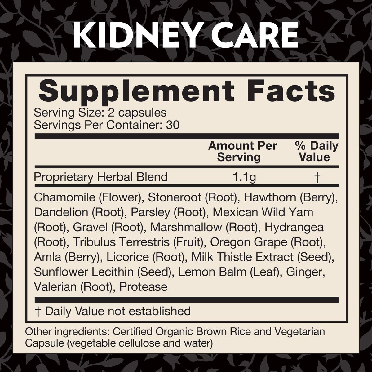 Crystal Star Kidney Care vegetarian capsules displayed next to its authentic USA import packaging.