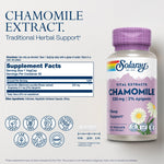 Solaray standardized chamomile capsules label details showing 2 percent apigenin content.