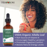 Close up of Herb Lore organic liquid herbal supplement