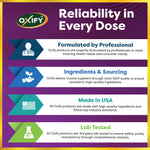 Oxify Alfalfa capsules showing non-GMO and gluten-free seals