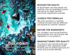 Close up of BioEmblem sleep capsules highlighting clean non GMO herbal formula facts