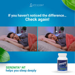 Serenita premium sleep support bottle showing secure packaging and authentic imported seal.