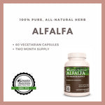 Back label of Remedy’s Nutrition Alfalfa 60 count bottle