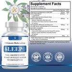 Health Heals Ultimate Relaxation Sleep Plus supplement facts label with magnesium and chamomile ingredients