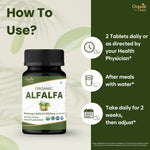 Back of Organic Spree Alfalfa bottle showing supplement facts
