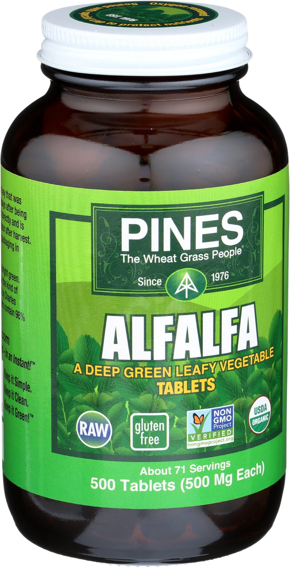 Pines International Alfalfa organic supplement label details