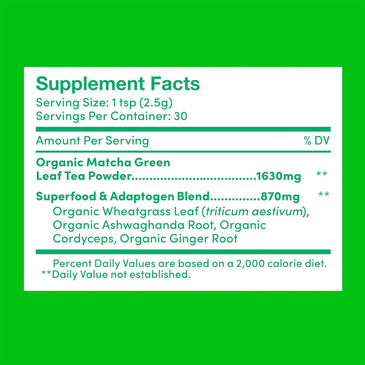 Further Food organic Japanese matcha powder label details