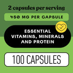 Detailed view of USDA Organic alfalfa leaf capsules