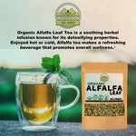 ZeeHERBS Organic Alfalfa Leaf tea label showing USDA certification