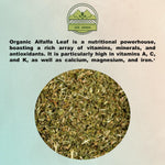 Brewed Alfalfa leaf tea in a glass cup