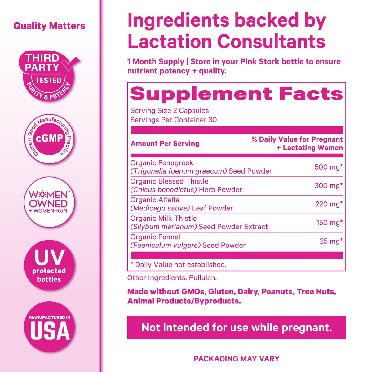 Pink Stork Total Lactation side view of bottle