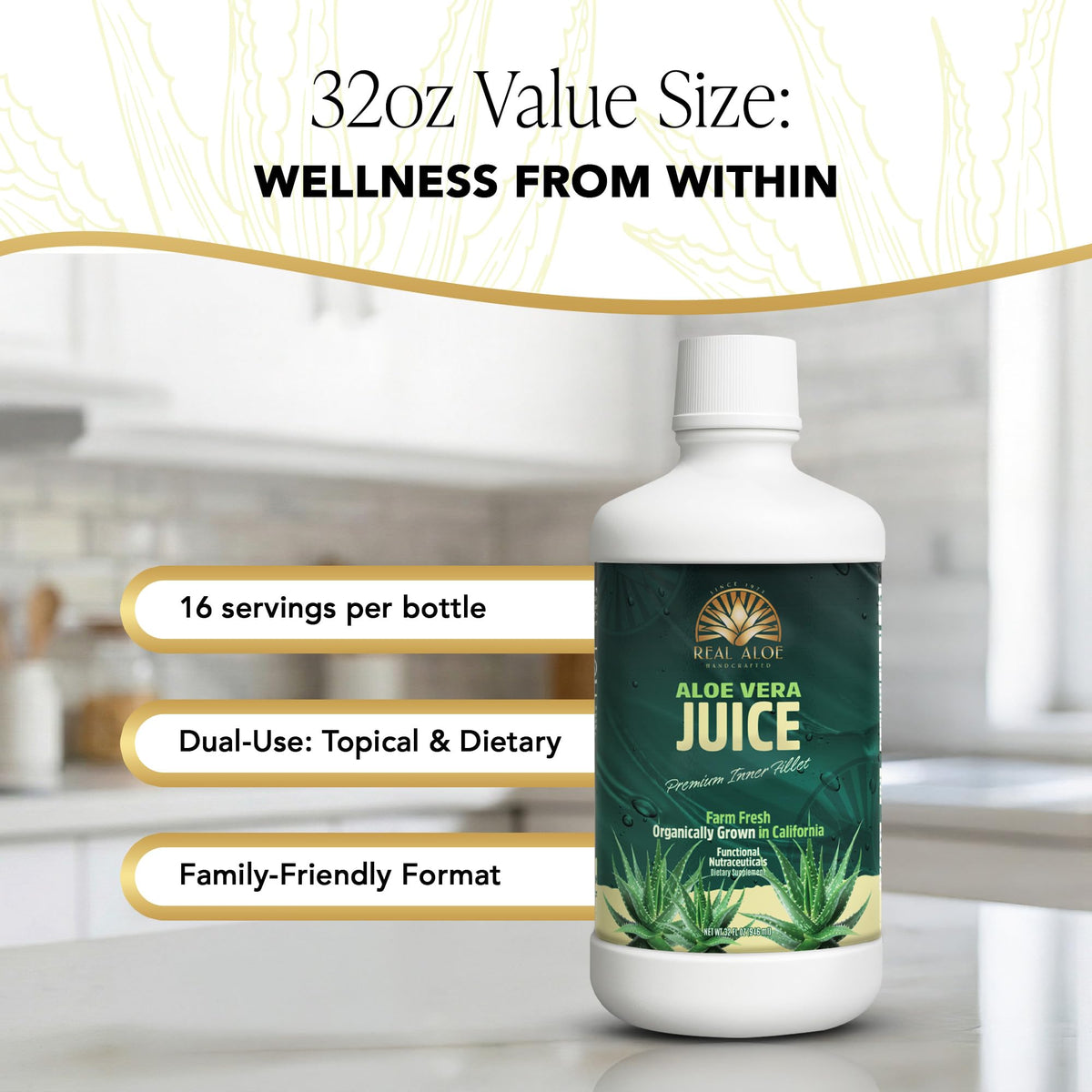 Real Aloe digestive wellness supplement imported from USA packaging details